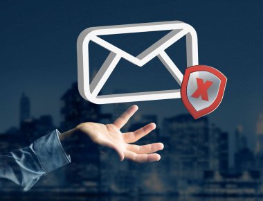 Spam bir futuristik bir arayüze üzerinde görüntülenen ileti e-posta simgesi