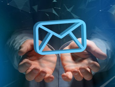 Bir futuristik Interfac üzerinde görüntülenen mavi e-posta simgesi