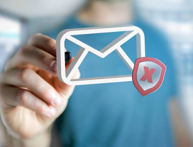Spam bir futuristik bir arayüze üzerinde görüntülenen ileti e-posta simgesi