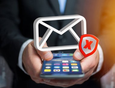 Spam bir futuristik bir arayüze üzerinde görüntülenen ileti e-posta simgesi