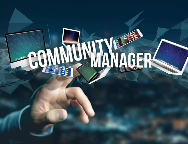 Community manager title surounded by devices
