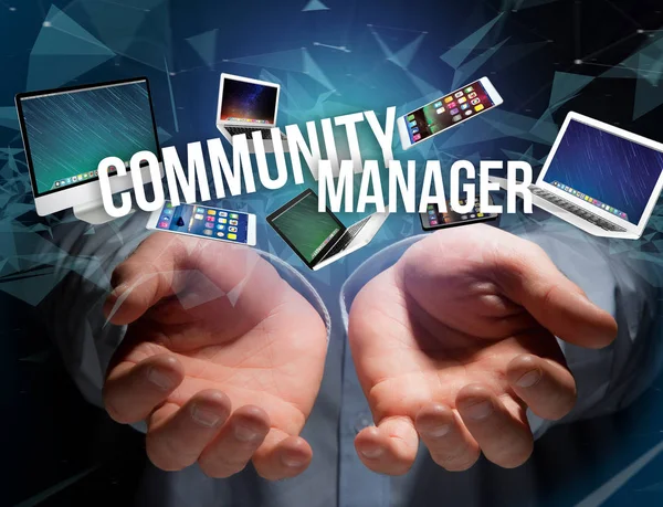 Community manager title surounded by devices s