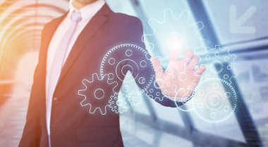 Dişli çark settin teknoloji arabirimi dokunmadan işadamı