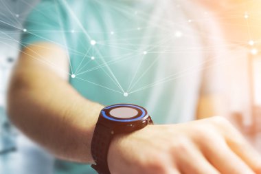 El ile işletim sistemi perde ve ağ smartwatch tutarak