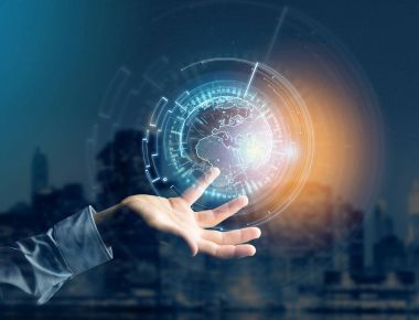 Uluslararası Dünya iletişim üzerinde bir futuristik Inte görüntülenen