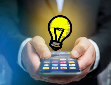 Fütüristik bir interfa üzerinde görüntülenen açık yenilik ampul lamba