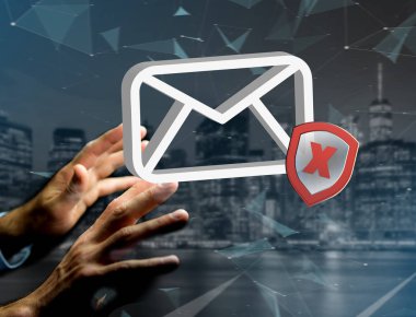 Spam bir futuristik bir arayüze üzerinde görüntülenen ileti e-posta simgesi - 