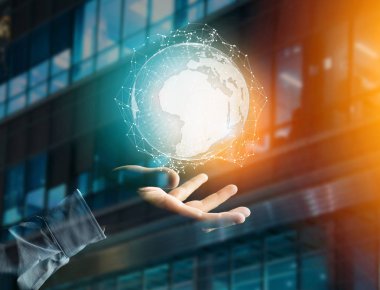 Uluslararası Ağ g futuristik bir arabirim üstünde görüntülenen