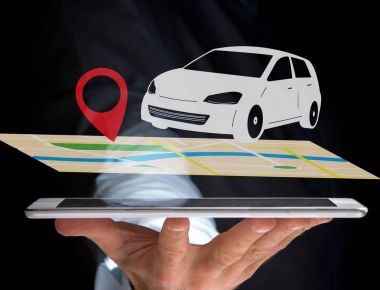 Araba ile pim tutucu - harita üzerinde Gps ve yerelleştirme kavramı