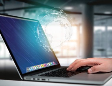 Uluslararası Ağ g futuristik bir arabirim üstünde görüntülenen