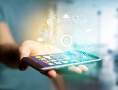 Uygulama tarafından çevrili bir teknoloji arabiriminin giriş sayfası düğmesini 