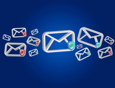 Fütüristik bir interf üzerinde görüntülenen onaylı e-posta ve spam mesaj