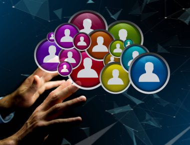 Grup teknolojisi arabirimi backgr üzerinde görüntülenen kişi simgesi