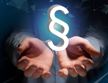 Adalet ve hukuk sembolü futuristik bir arayüze - Tec üzerinde görüntülenen