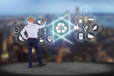 işadamı teknoloji arayüzü ile 