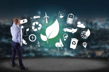 işadamı teknoloji arayüzü ile 