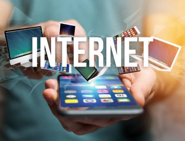 Internet başlık kaplı akıllı telefon, tablet veya la gibi cihaz tarafından