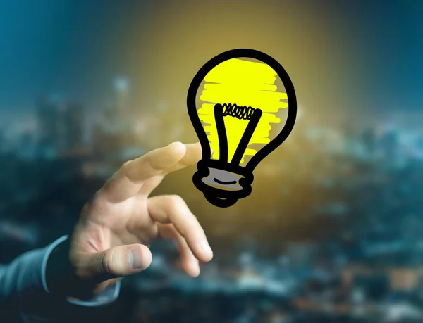 Innovatie lamp lamp ingeschakeld weergegeven op een futuristische makkelijk — Stockfoto