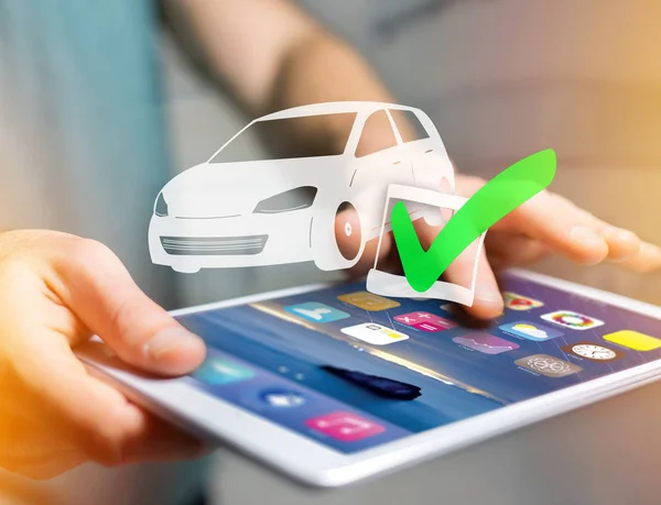 Geverifieerde auto op futuristische interface — Stockfoto