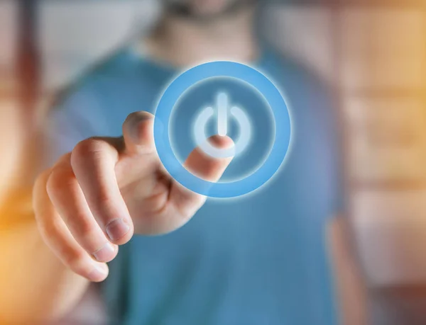 Power-Taste Symbol auf einem futuristischen Interface angezeigt - Techno — Stockfoto