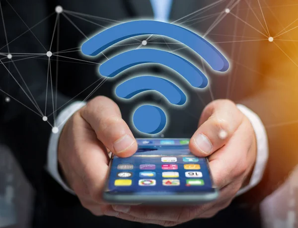 Wifi symbol displayed on a futuristic interface - Connection and
