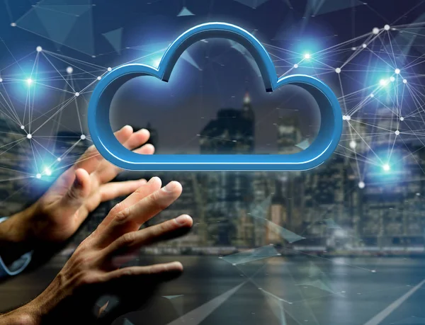 Blue cloud displayed on a futuristic interface - 3d rendering — Stock Photo, Image