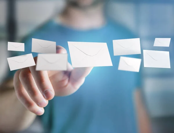 Messaggio di busta visualizzato su un'interfaccia e-mail futuristica - 3d — Foto Stock