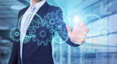 Dişli çark settin teknoloji arabirimi dokunmadan işadamı