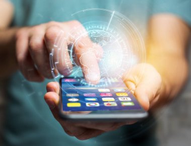 Uluslararası Dünya iletişim üzerinde bir futuristik Inte görüntülenen