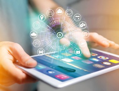 Uygulama tarafından çevrili bir teknoloji arabiriminin giriş sayfası düğmesini 