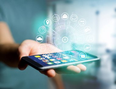 Uygulama tarafından çevrili bir teknoloji arabiriminin giriş sayfası düğmesini 