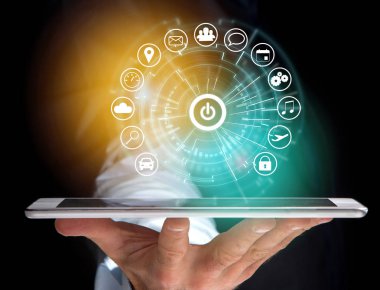 Uygulama tarafından çevrili bir teknoloji arabiriminin giriş sayfası düğmesini 