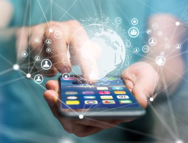 Teknoloji başlık kaplı gibi smartphone aygıt tarafından tablet veya 