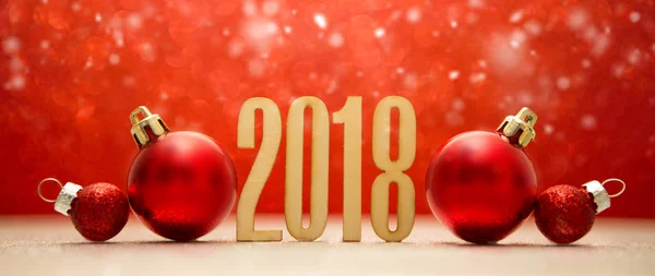 Feliz año nuevo 2018 fondo con la decoración de Navidad — Foto de Stock