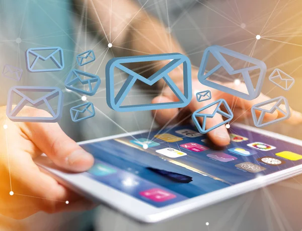 Blue Email simbolo visualizzato su un'interfaccia futuristica - Messaggio — Foto Stock