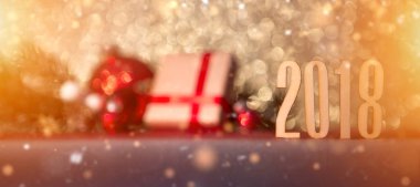 Mutlu yeni yıl 2018 arka plan christmas dekorasyon ile