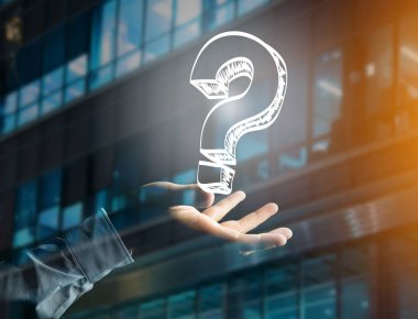 Aydınlık soru işareti futuristik bir arayüze - Inn üzerinde görüntülenen