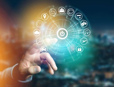 Uygulama tarafından çevrili bir teknoloji arabiriminin giriş sayfası düğmesini 