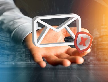 Spam bir futuristik bir arayüze üzerinde görüntülenen ileti e-posta simgesi - 