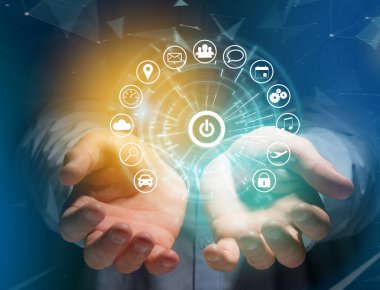 Uygulama tarafından çevrili bir teknoloji arabiriminin giriş sayfası düğmesini 