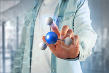 tıbbi bir arabirimde 3D render molekül üzerinde görüntülenen bir 