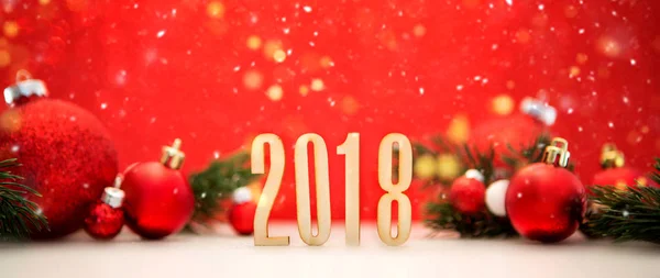 Bonne année 2018 fond avec décoration de Noël — Photo