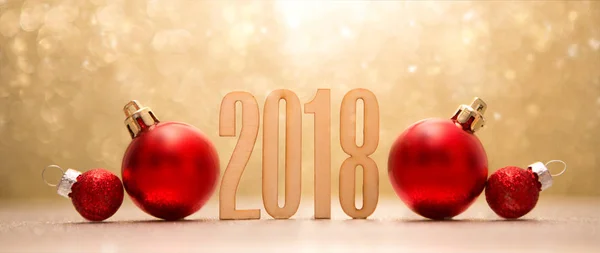 Feliz año nuevo 2018 fondo con la decoración de Navidad — Foto de Stock