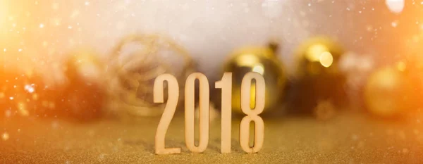 Bonne année 2018 fond avec décoration de Noël — Photo