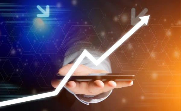 Concepto de flecha que sube en una interfaz tecnológica —  Fotos de Stock