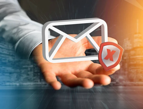Spam-Nachricht E-Mail-Symbol auf einem futuristischen Interface angezeigt - — Stockfoto