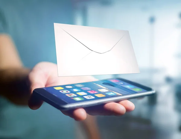 Zarf iletisinin bir futuristik e-posta arayüzey - 3d — Stok fotoğraf