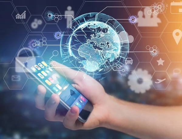 Uluslararası iş ağ bağlantısı üzerinde bir modern görüntülenen