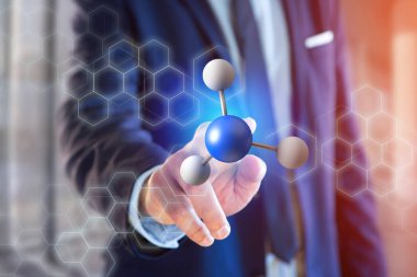 tıbbi bir arabirimde 3D render molekül üzerinde görüntülenen bir 