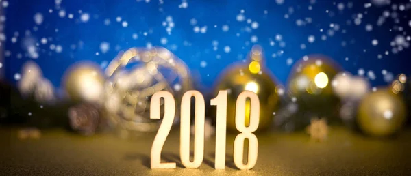 Gott nytt år 2018 bakgrund med juldekoration — Stockfoto